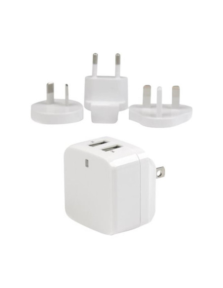 Cargador pared startech usb2pacwh 17w 2x