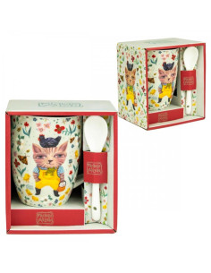 Taza con cuchara enesco el gato