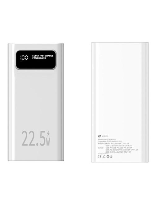 Powerbank leotec 30000mah blanco