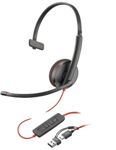 Auriculares poly monoaurales blackwire 3210 usb - c