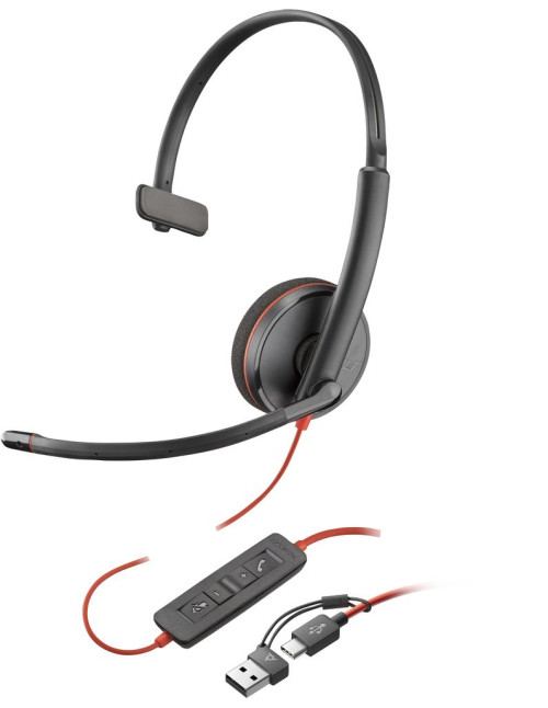 Auriculares poly monoaurales blackwire 3210 usb - c