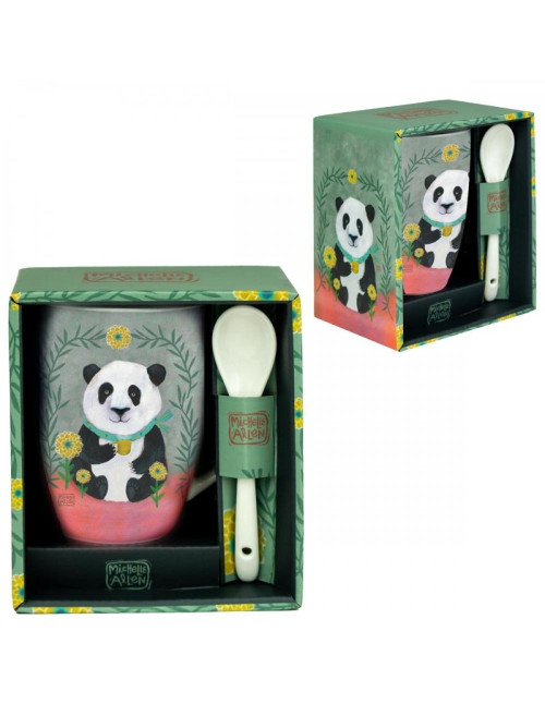 Taza cerámica con cuchara enesco panda