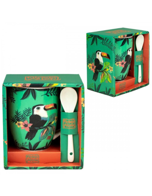 Taza cerámica con cuchara enesco tucán