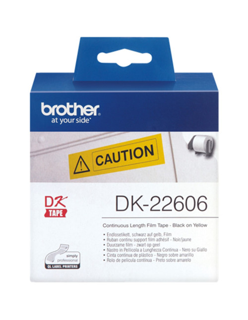 Etiquetas cinta continua brother amarilla dk22606