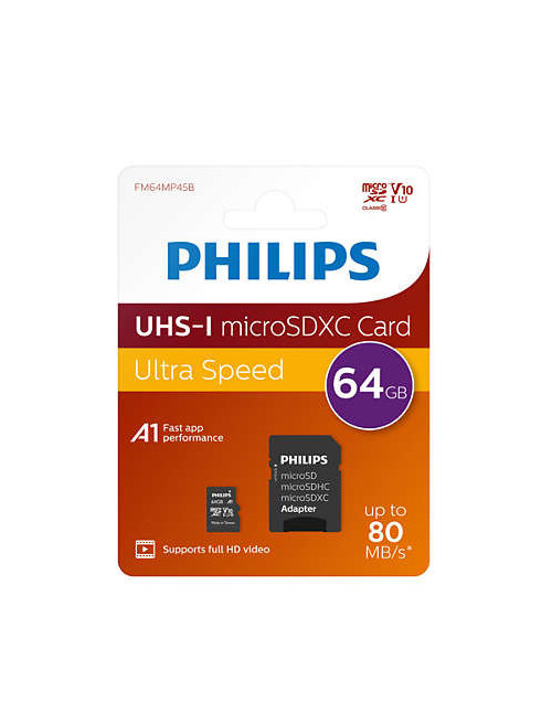 Tarjeta memoria micro sdxc philips 64gb