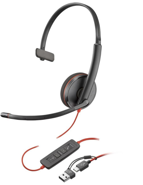 Auriculares poly blackwire 3210 monaural usb - c