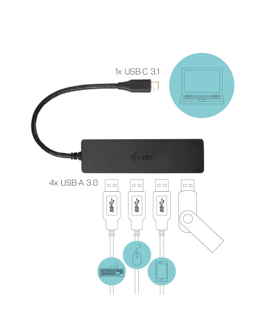 Hub i - tec usb - c delgado con 4