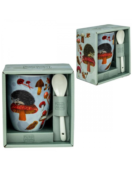Taza cerámica con cuchara enesco erizo
