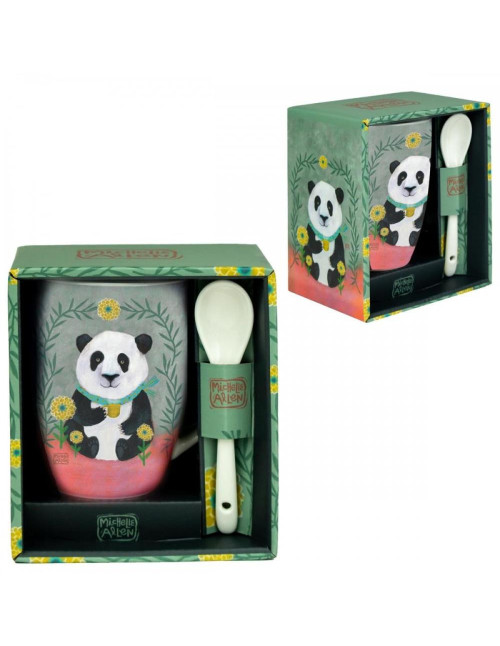 Taza cerámica con cuchara enesco panda