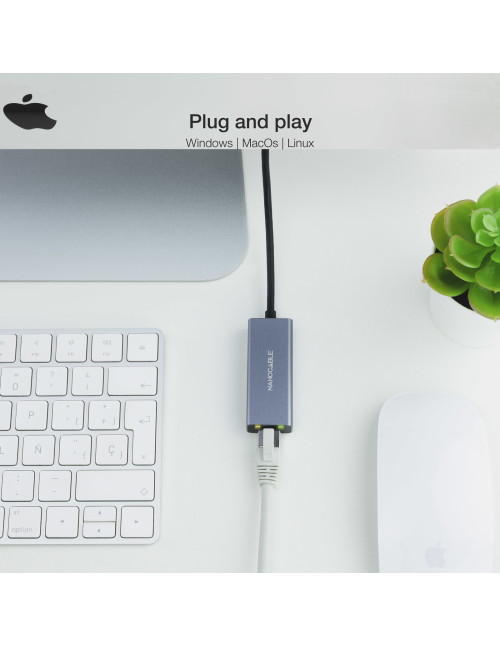 Adaptador nanocable conversor usb - c ethernet gigabit