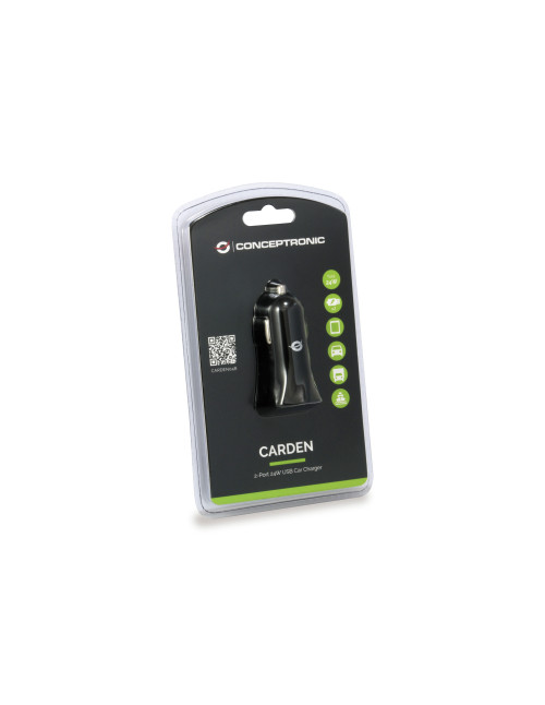 Cargador coche conceptronic carden04b 2 puertos