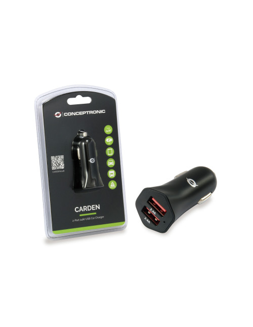 Cargador coche conceptronic carden04b 2 puertos