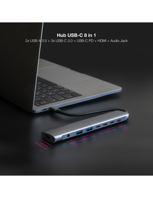 Hub nanocable usb - c 8 en 1
