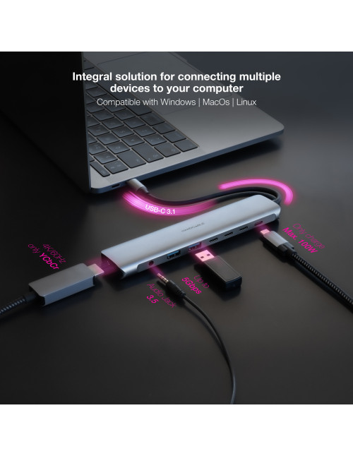 Hub nanocable usb - c 8 en 1