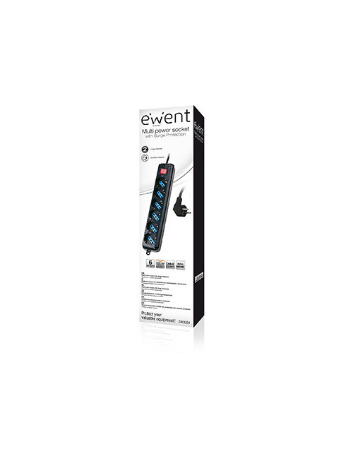 Regleta ewent 6 tomas shucko interruptor