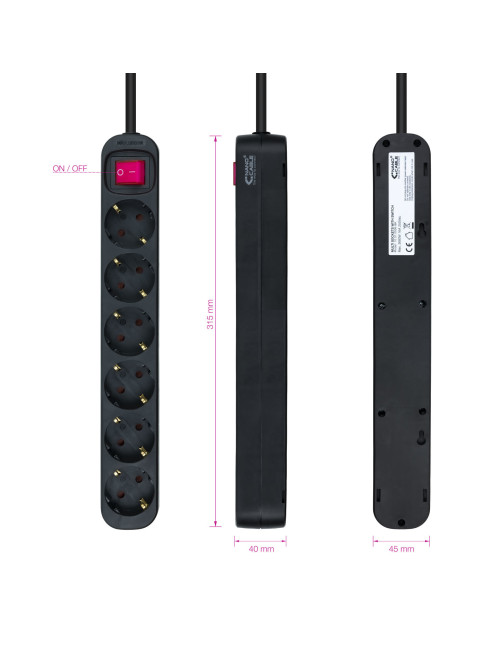 Regleta 6 tomas 1.4m nanocable con