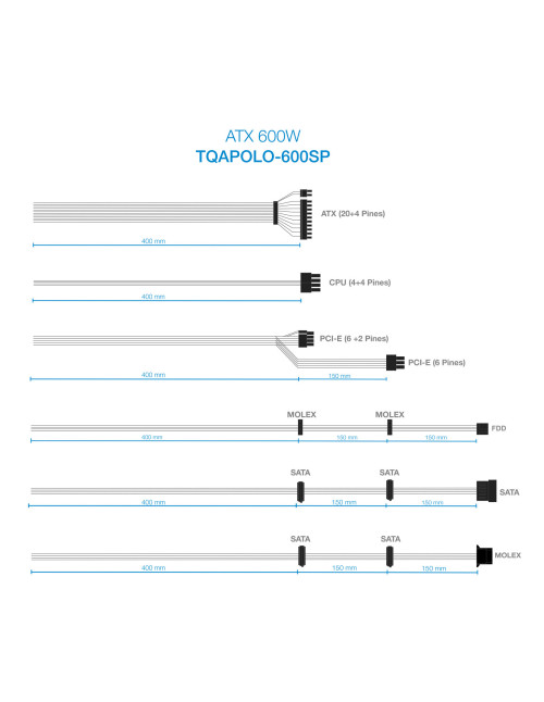 Fuente alimentacion tooq tqapolo - 600sp atx 600w