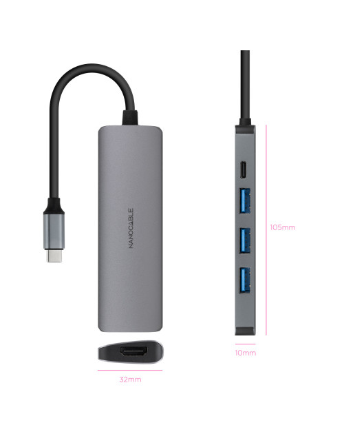 Hub nanocable usb - c 5 en 1