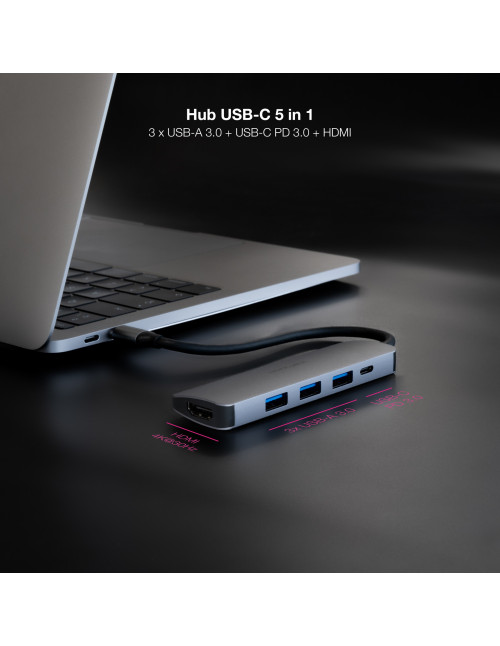 Hub nanocable usb - c 5 en 1