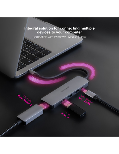 Hub nanocable usb - c 5 en 1