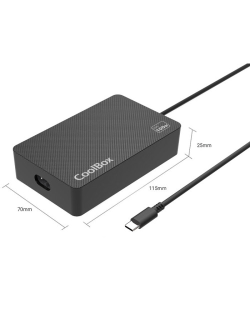 Adaptador cargador portatil usb - c coolbox 100w