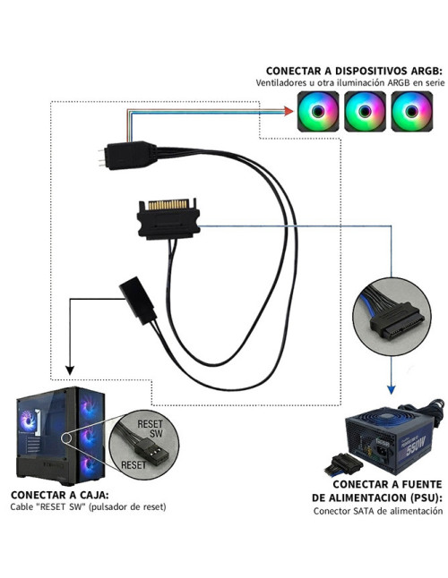 Controladora argb mini coolbox ventilador gaming
