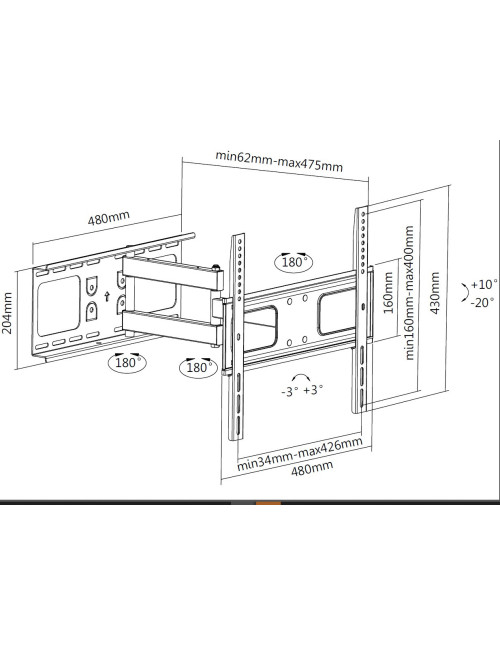 Soporte pantalla equip 32 pulgadas -  55 pulgadas inclinable
