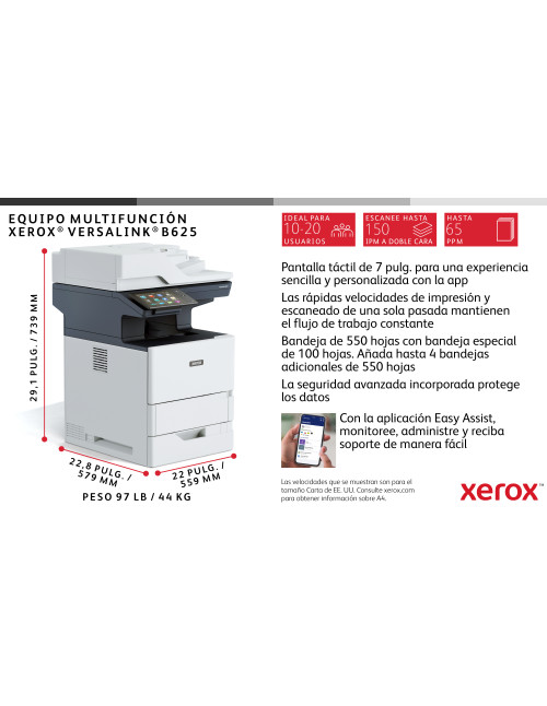 Multifuncion xerox laser versalink b625v_dn monocromo