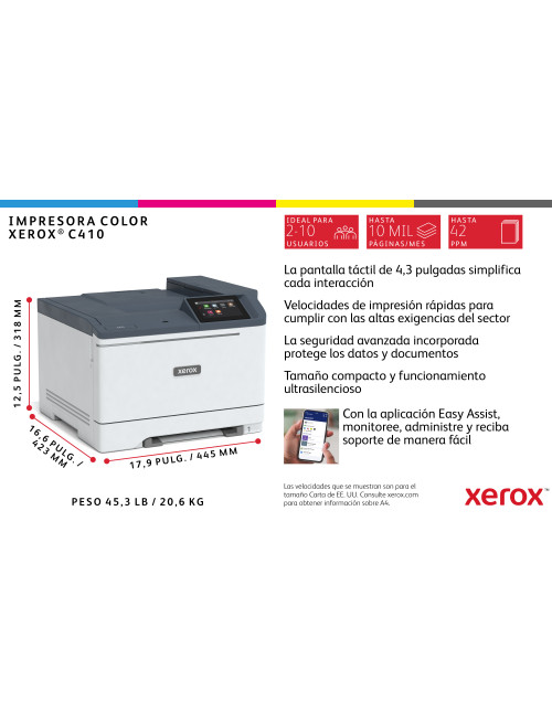 Impresora xerox laser c410v_dn color a4