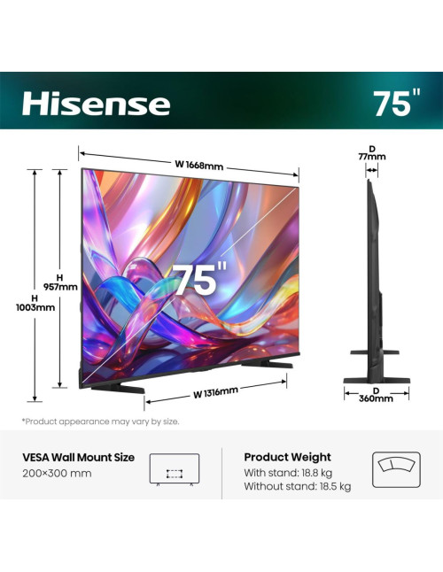 Tv hisense 75 pulgadas qled 4k uhd