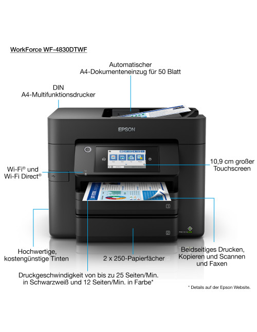 Multifunción inyección epson workforce pro wf - 4830dtwf