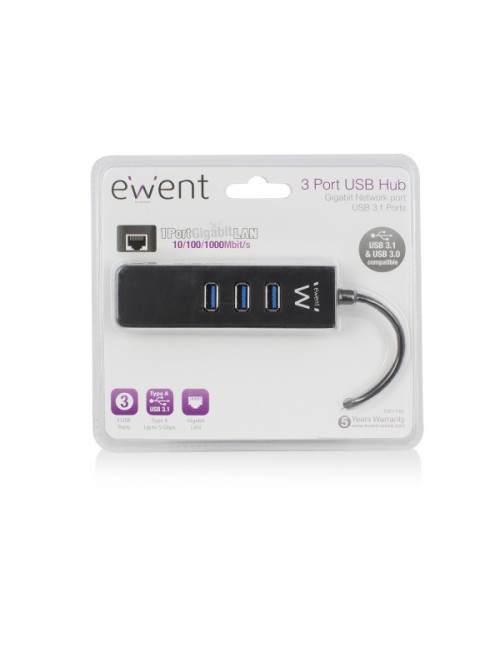 Hub usb ewent 3 puertos +
