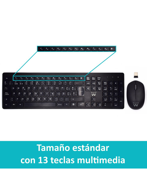 Teclado inalambrico multimedia ewent ew3256 +