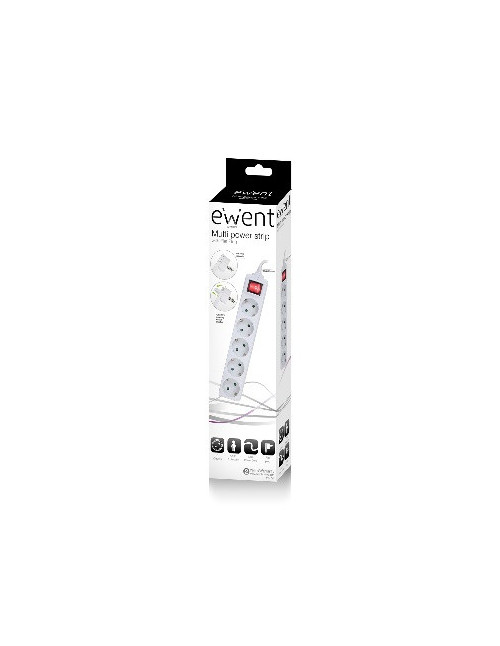 Regleta ewent 5 tomas shucko interruptor