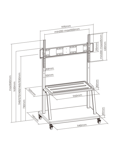 Soporte suelo con ruedas ewent vesa