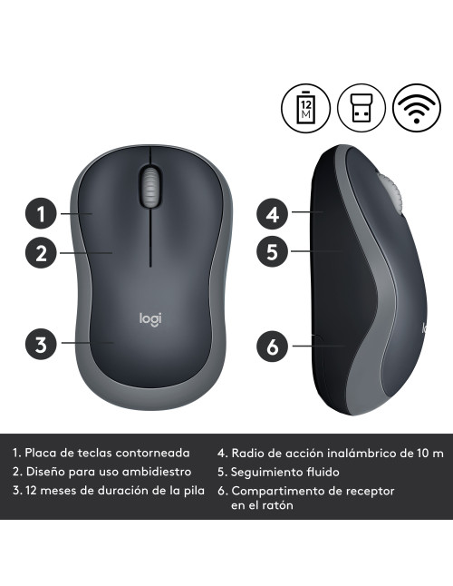 Mouse raton logitech m185 optico wireless