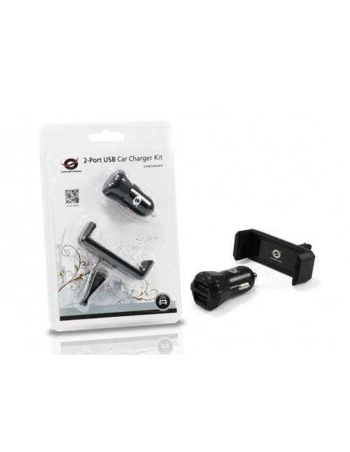 Cargador coche usb conceptronic 2 puertos