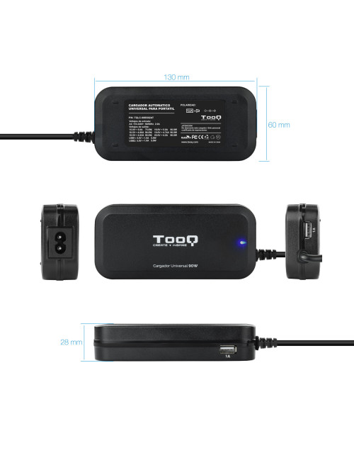 Cargador automatico universal tooq tqlc - 90bs02at 90w