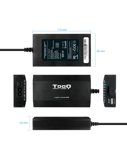 Cargador portatil universal tooq tqlc - 100bs01m 100w