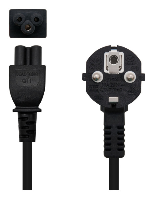 Cable alimentacion tipo trebol 1.5m nanocable