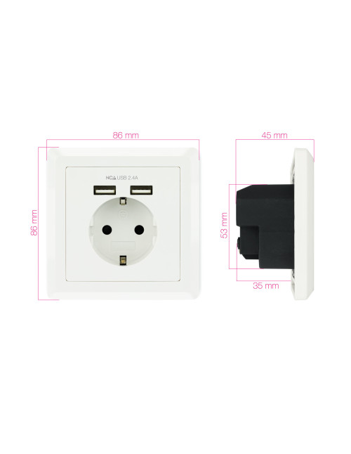 Enchufe nanocable tooq schuko 2 tomas