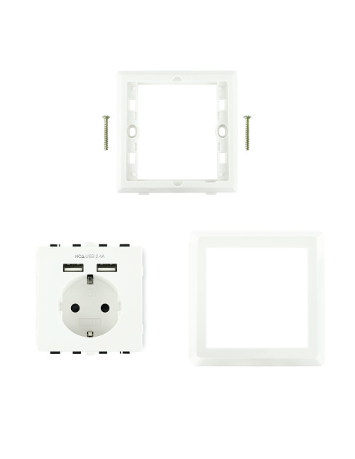 Enchufe nanocable tooq schuko 2 tomas