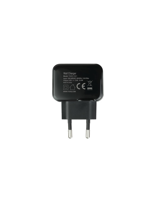 Cargador pared tooq usb 12w negro