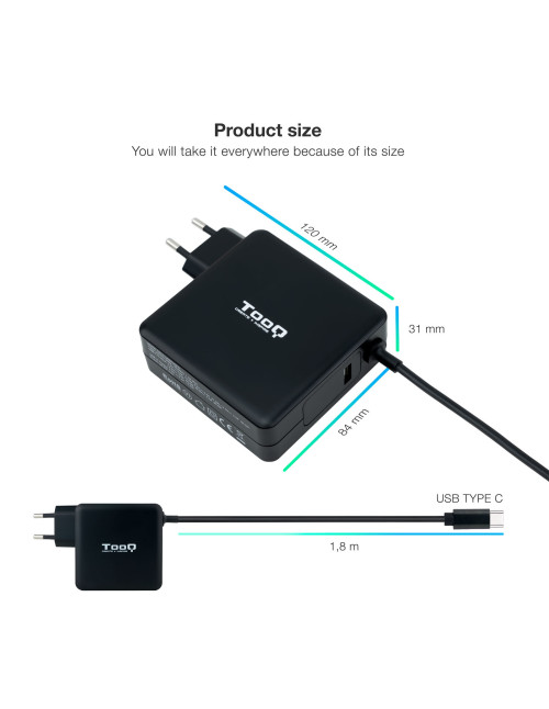 Cargador portatil tooq tqlc - usbc90pd 90w usb - c