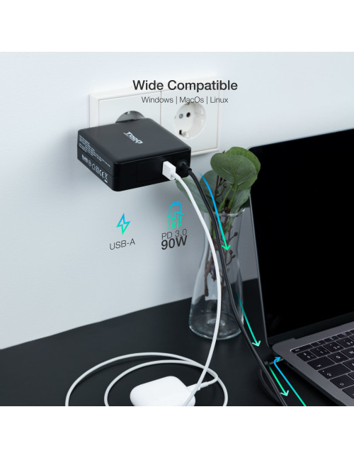 Cargador portatil tooq tqlc - usbc90pd 90w usb - c