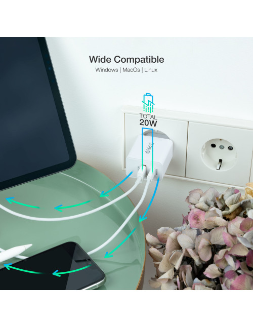Cargador pared usb tooq tqwc - 2sc04wt usb