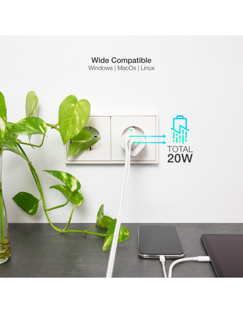 Cargador pared tooq doble usb - c +