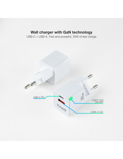 Cargador pared tooq doble usb - c +