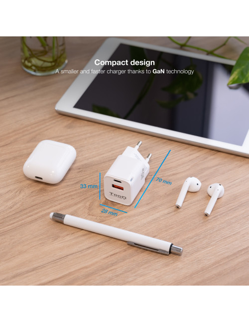 Cargador pared tooq doble usb - c +