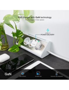 Cargador pared tooq usb - c blanco 30w